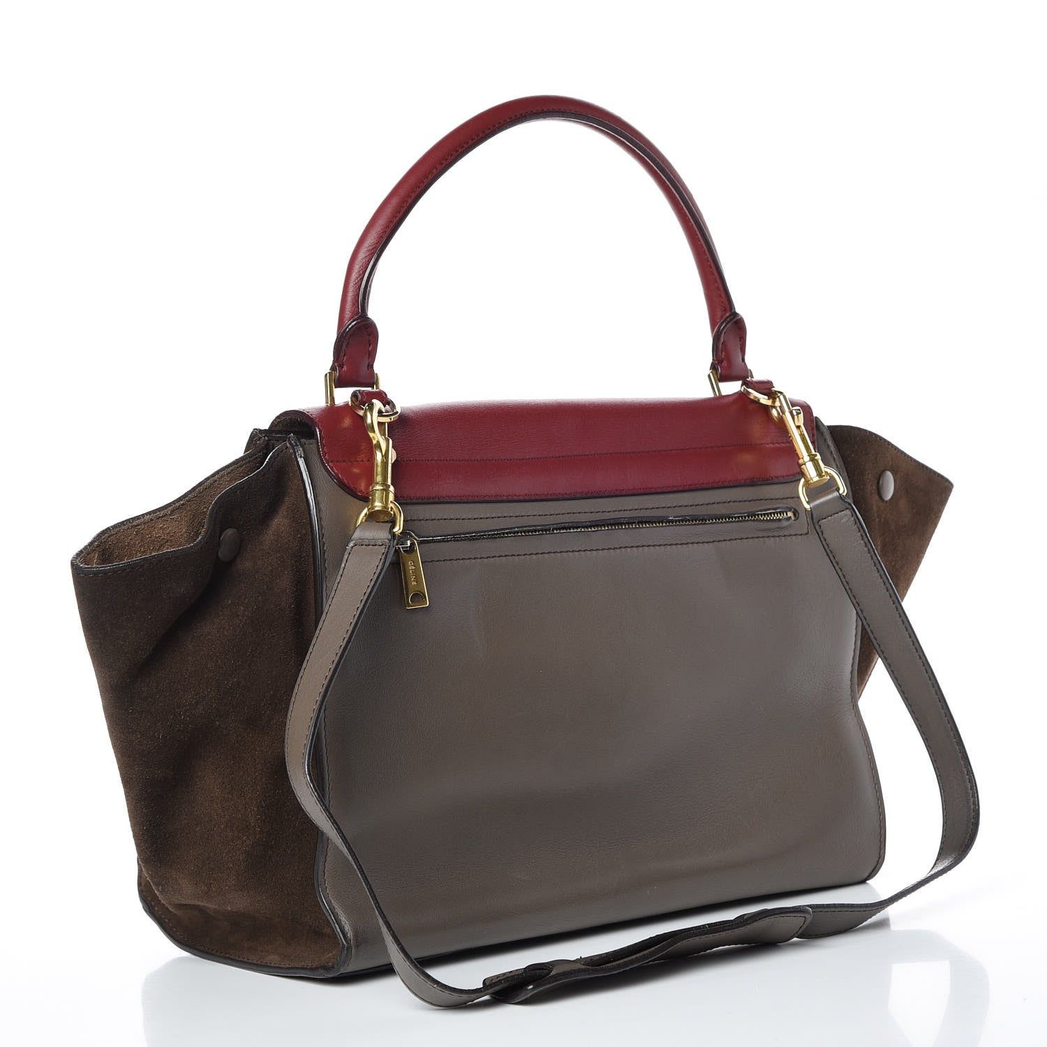 Celine Calfskin Suede Medium Tri-Color Trapeze Taupe 4 of 23