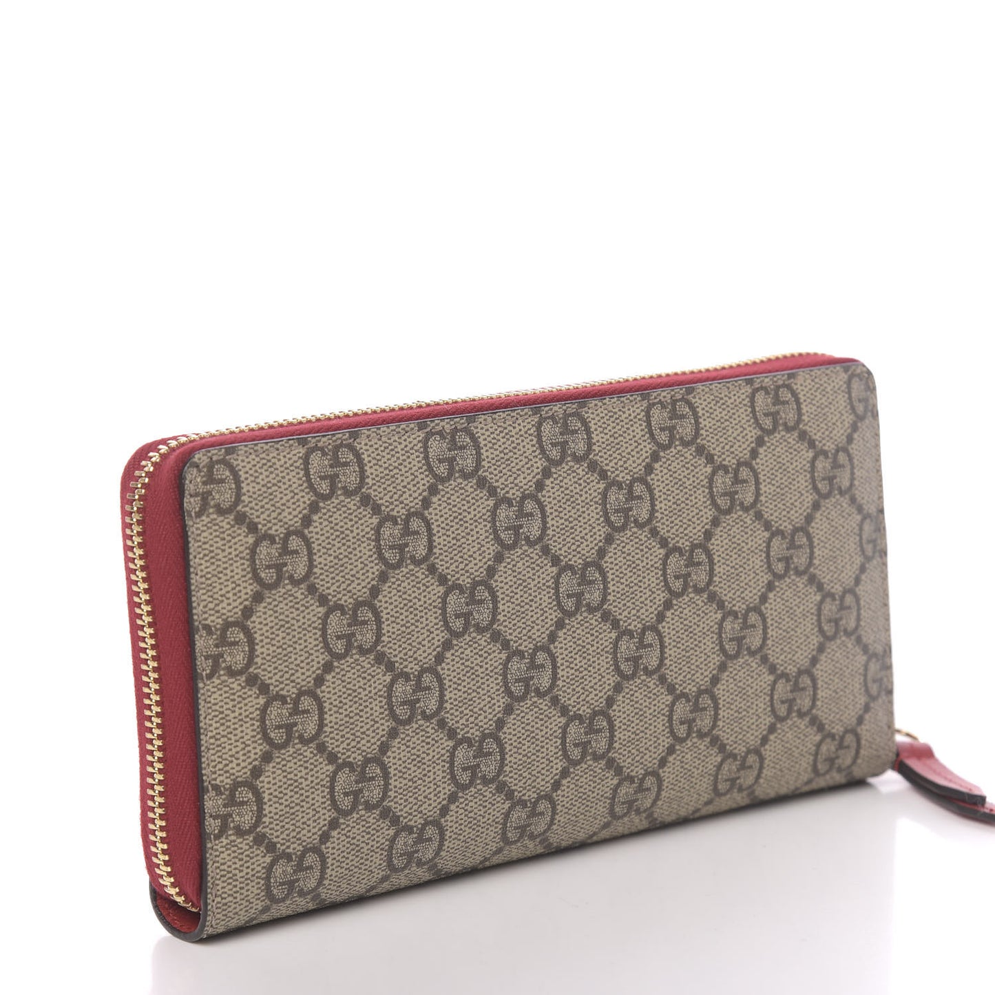 GG Supreme Monogram Embroidered Rainbow Zip Around Wallet Red