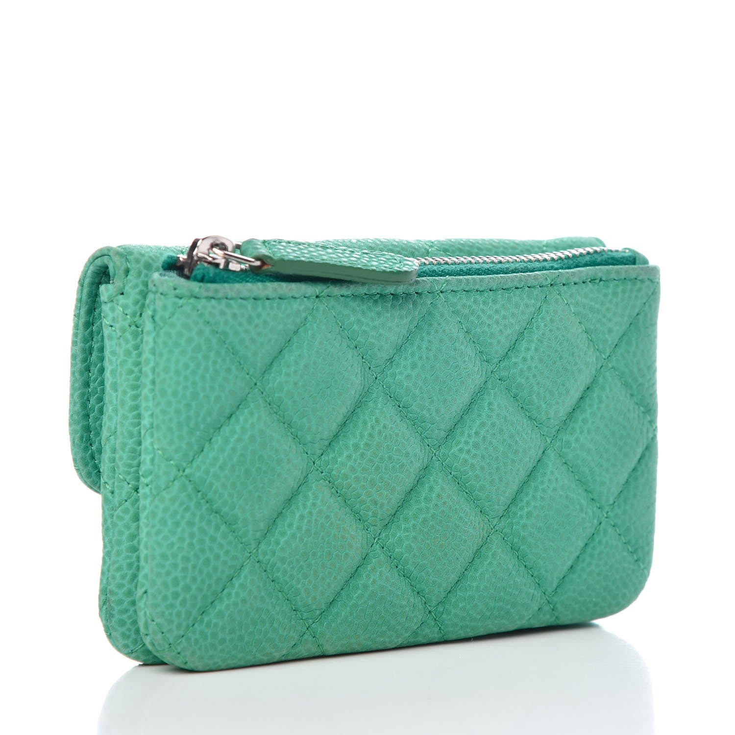 Chanel Iridescent Caviar Quilted CC Card Holder Green 3 of 9