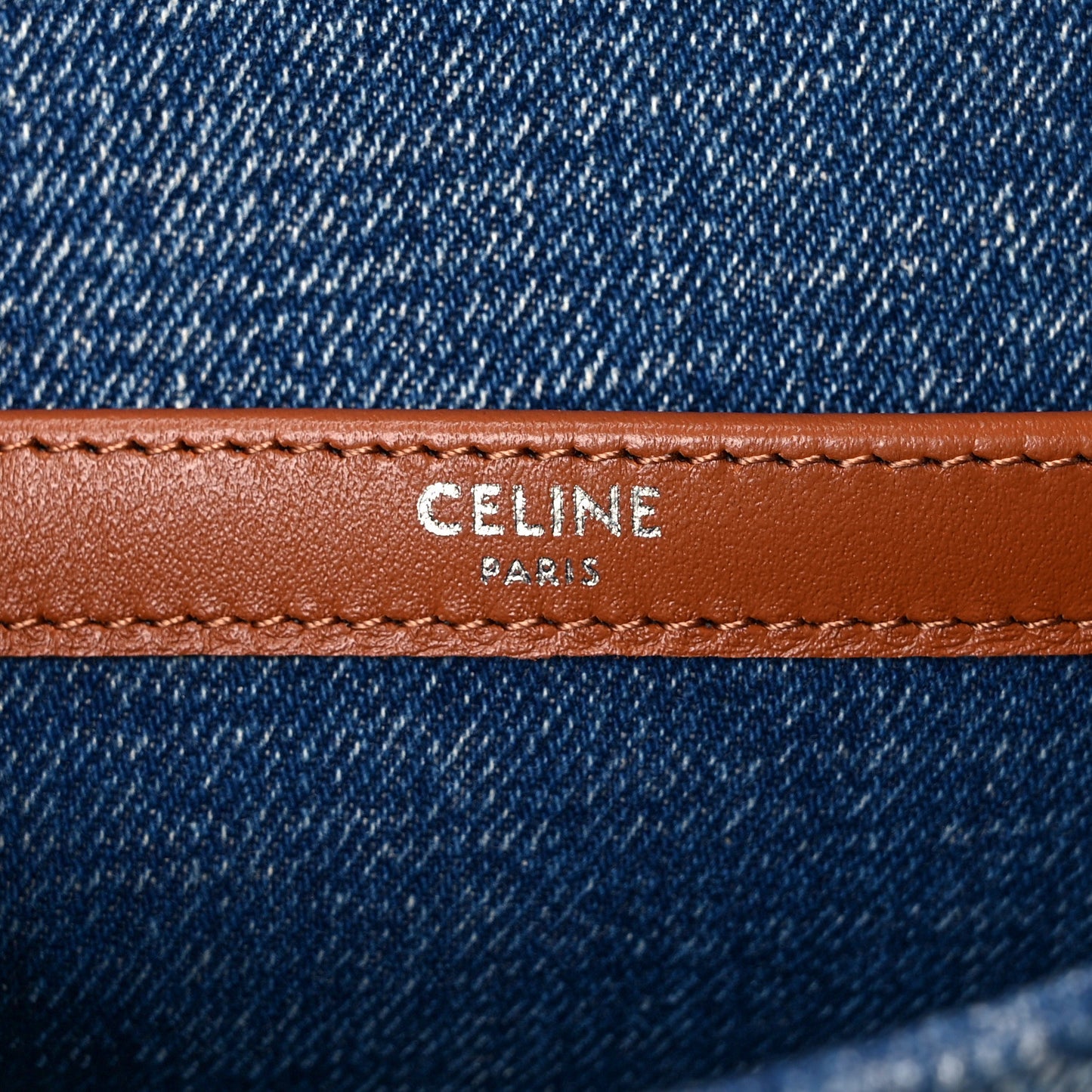 Denim Triomphe Claude Chain Shoulder Bag Blue Silver