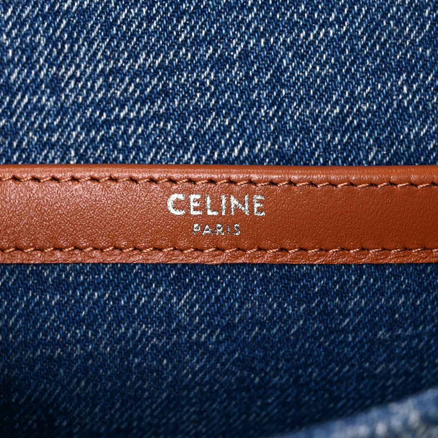 Celine Denim Triomphe Claude Chain Shoulder Bag Blue Silver 6 of 8