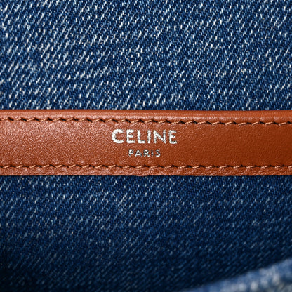 Celine Denim Triomphe Claude Chain Shoulder Bag Blue Silver 6 of 8