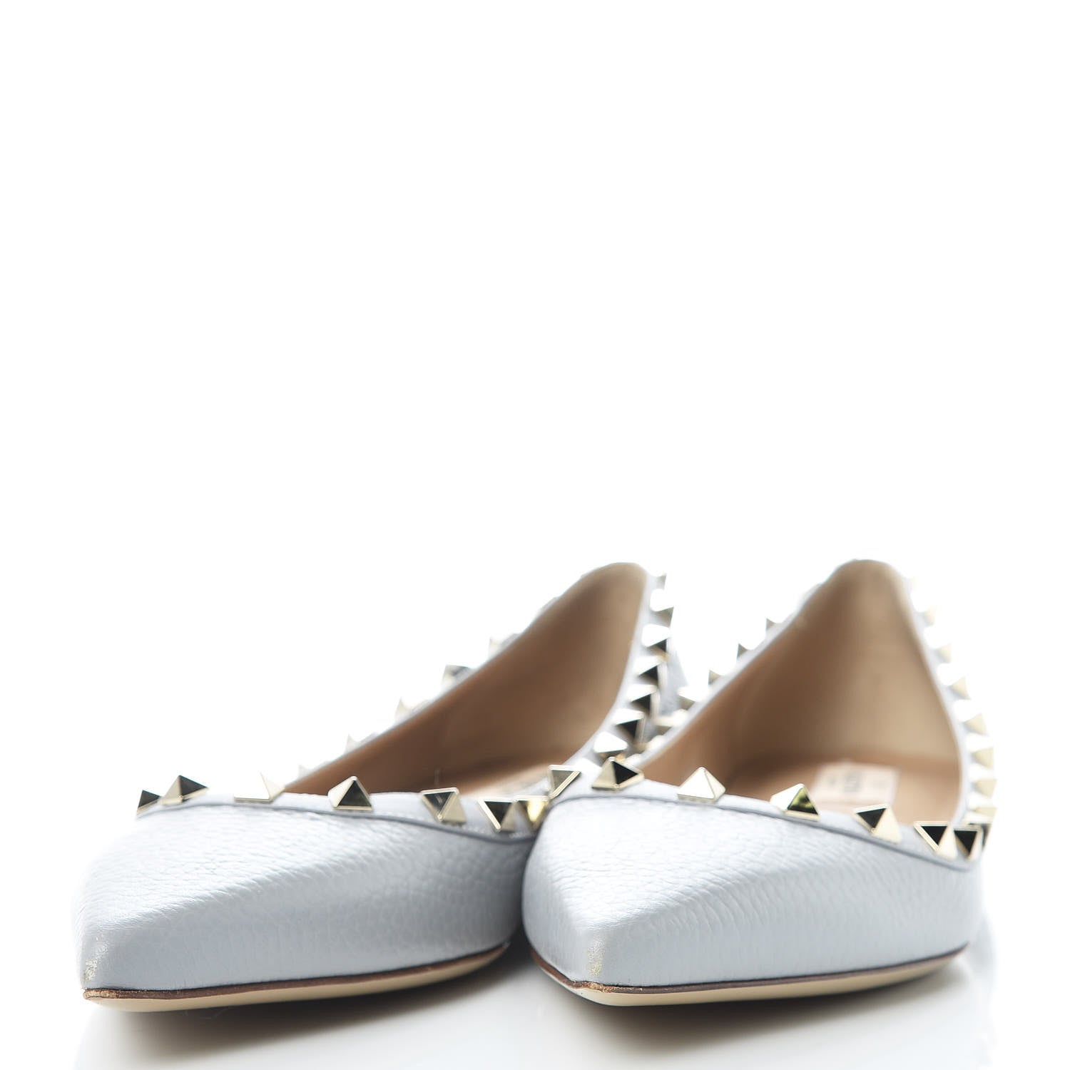 Valentino Garavani Pebbled Calfskin Rockstud Ballerina Flats 39 Opal Grey 3 of 7