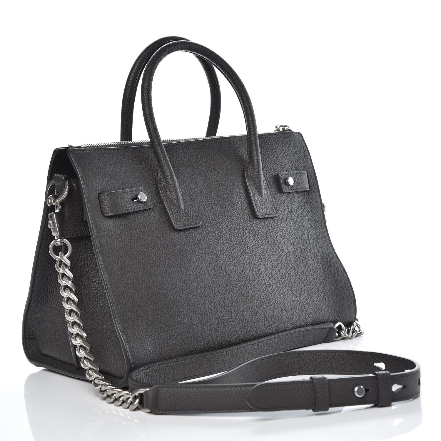 Saint Laurent Grained Calfskin Baby Supple Sac De Jour Asphalt 3 of 10