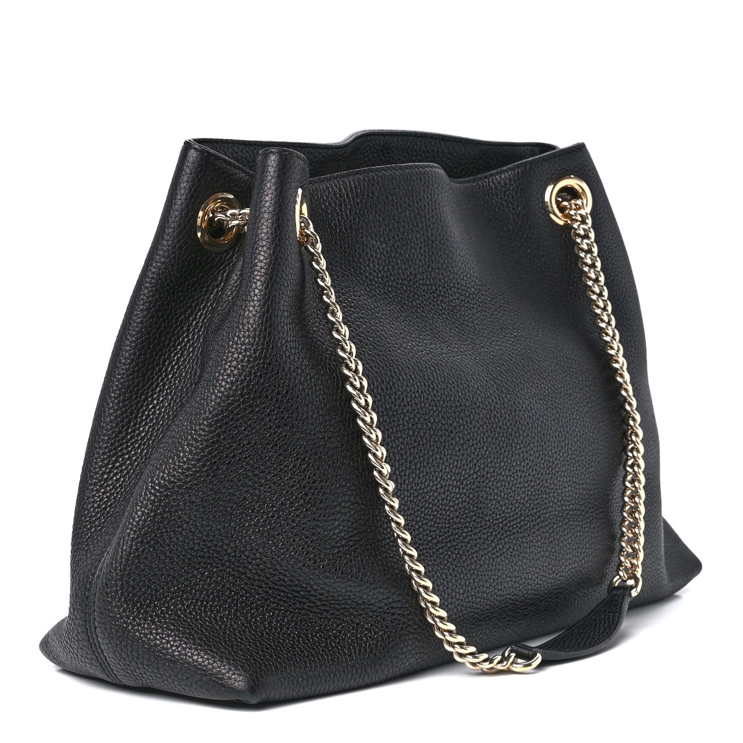 Pebbled Calfskin Medium Soho Chain Shoulder Bag Black