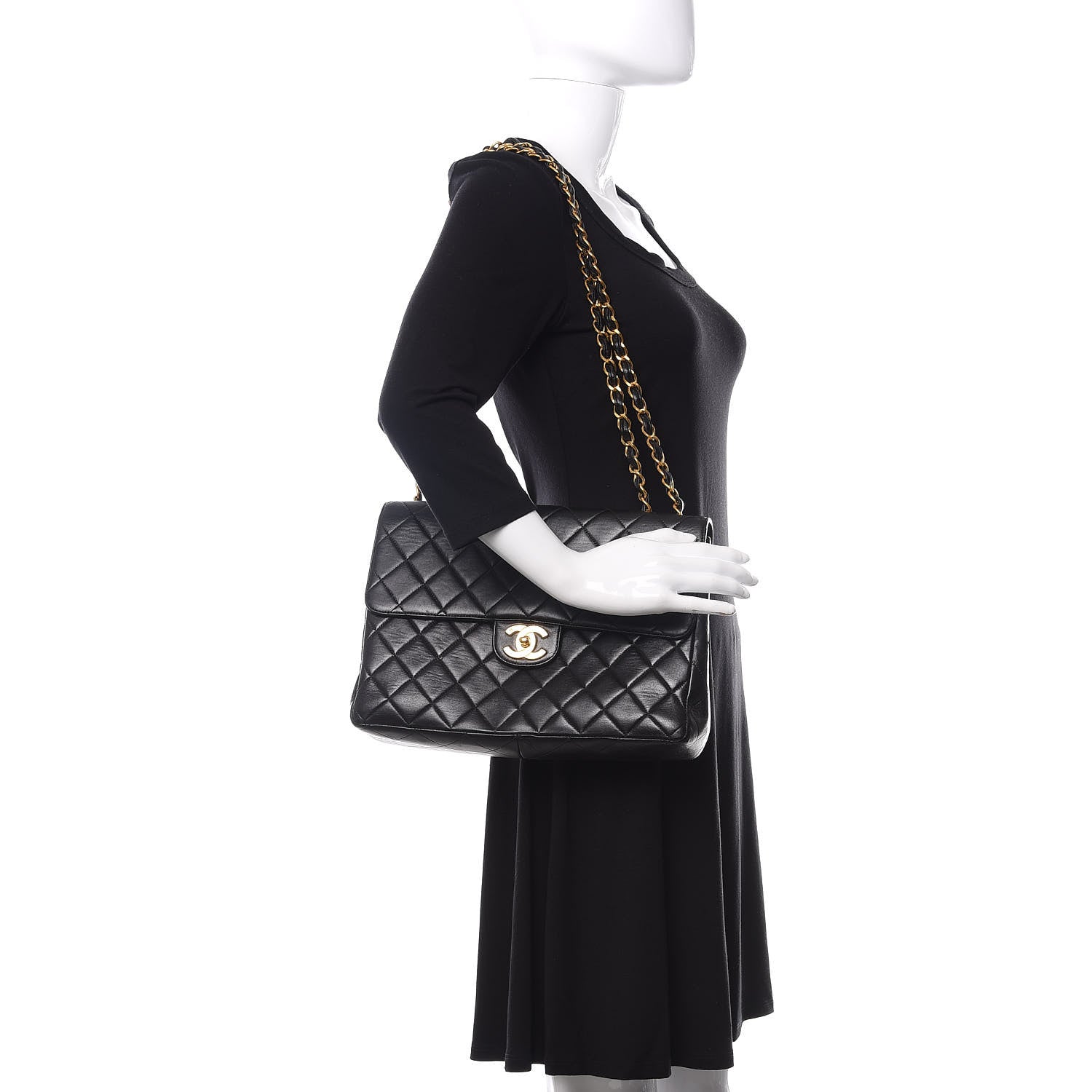 Chanel Lambskin Quilted Jumbo Single Flap Black 3 of 11