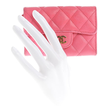 Chanel Caviar Quilted Flap Card Holder Wallet Pink 2 of 12