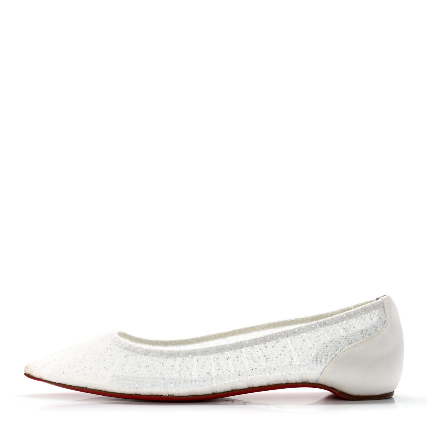 Tulle Glitter Satin Kate Draperia Flats 39.5 White