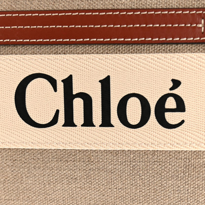 Chloe Linen Calfskin Medium Woody Ribbon Tote White Brown 14 of 14