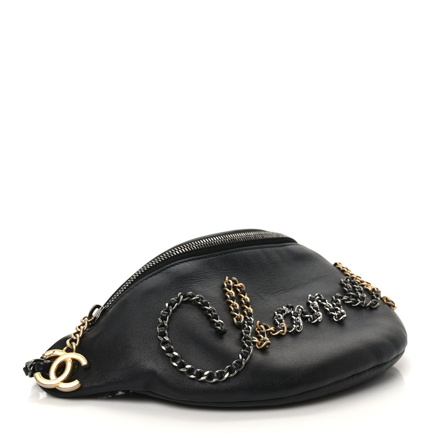 Chanel Calfskin Chain 20s Signe Waist Bag Black 4 of 9