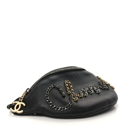 Chanel Calfskin Chain 20s Signe Waist Bag Black 4 of 9