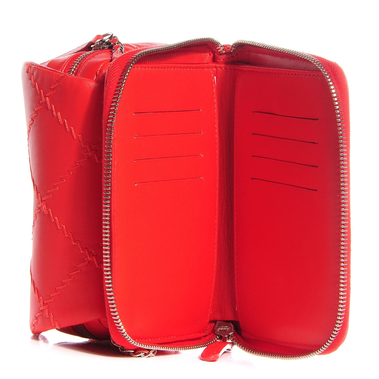 Calfskin Ultimate Stitch Mini Flap WOC Bag Light Red