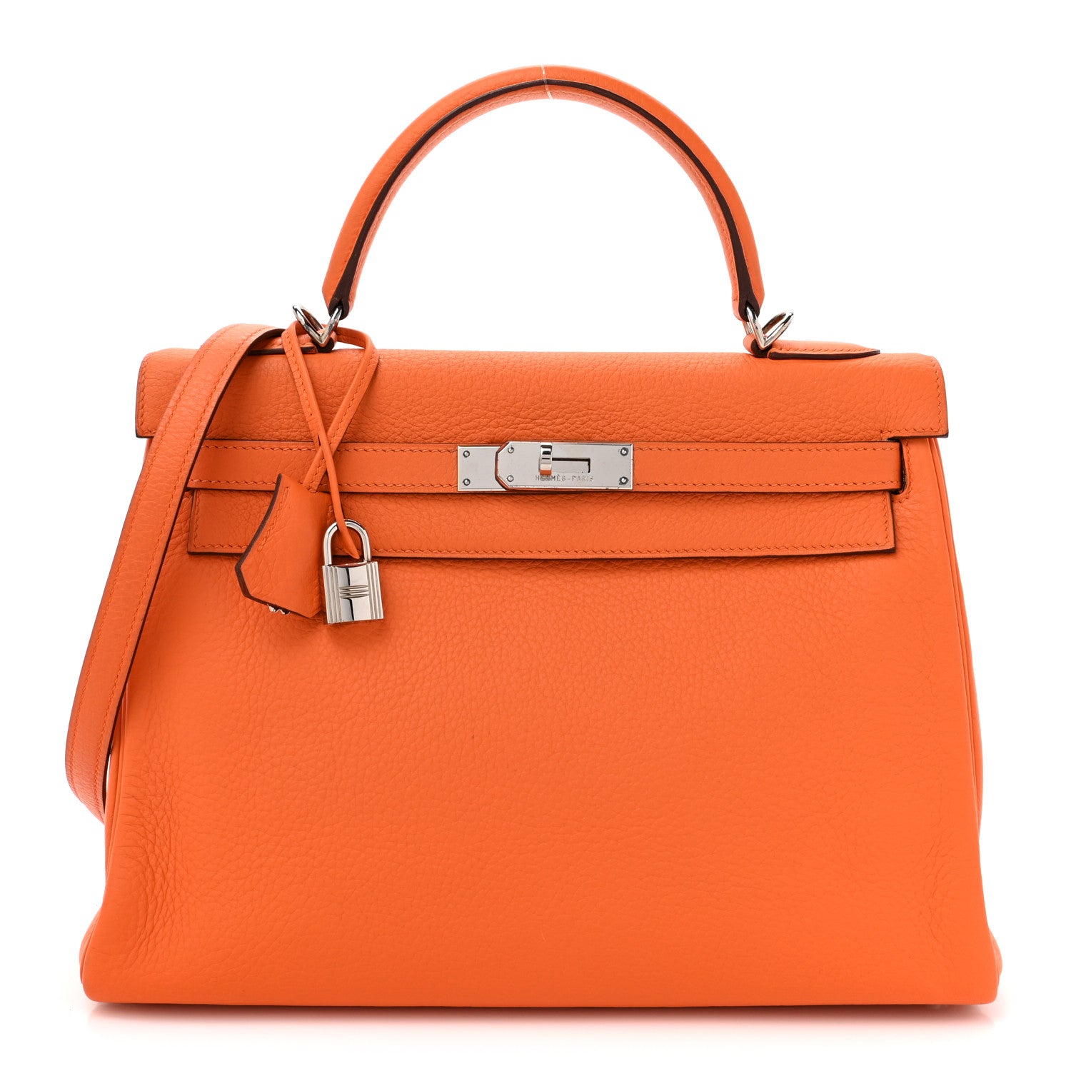Hermes Taurillon Clemence Kelly Retourne 32 Orange Orange 1 of 20