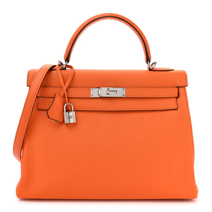 Hermes Taurillon Clemence Kelly Retourne 32 Orange Orange 1 of 20