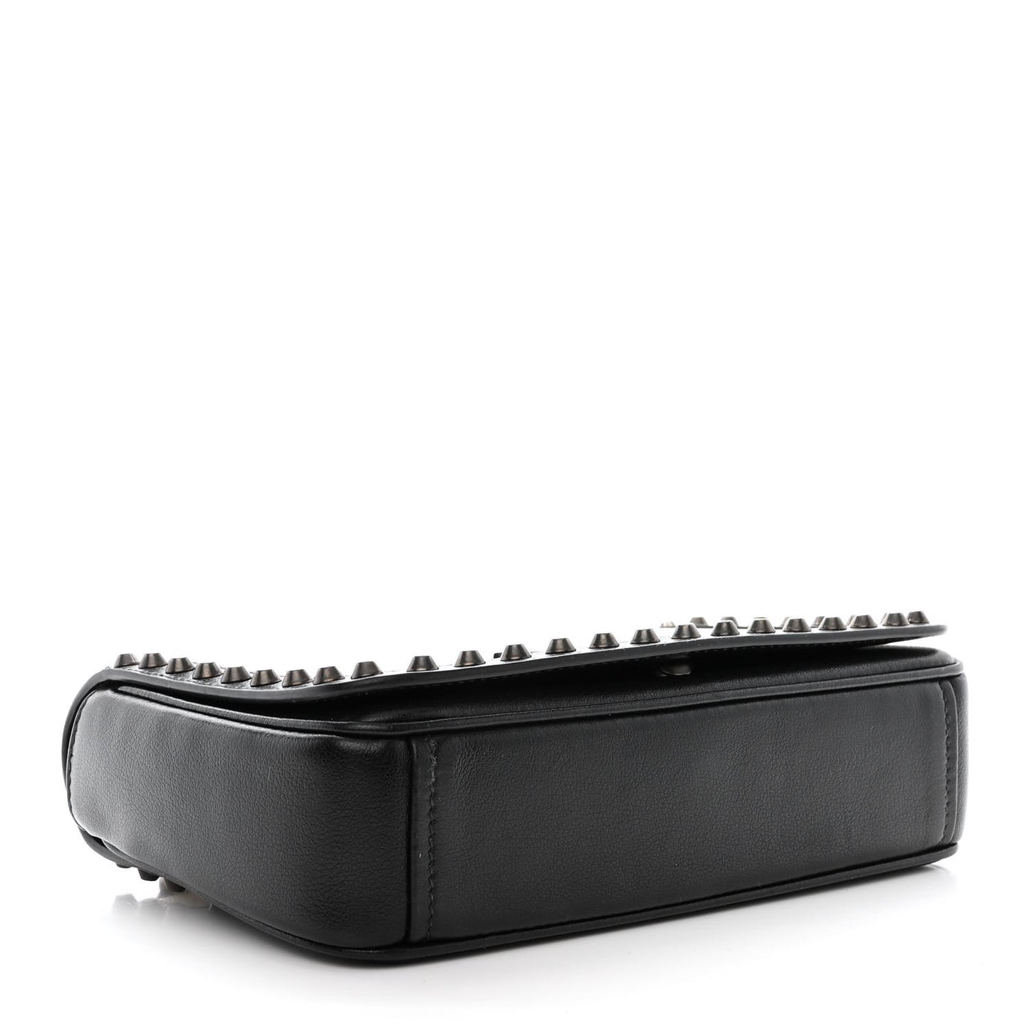 Glace Calfskin Studded Crossbody White Black