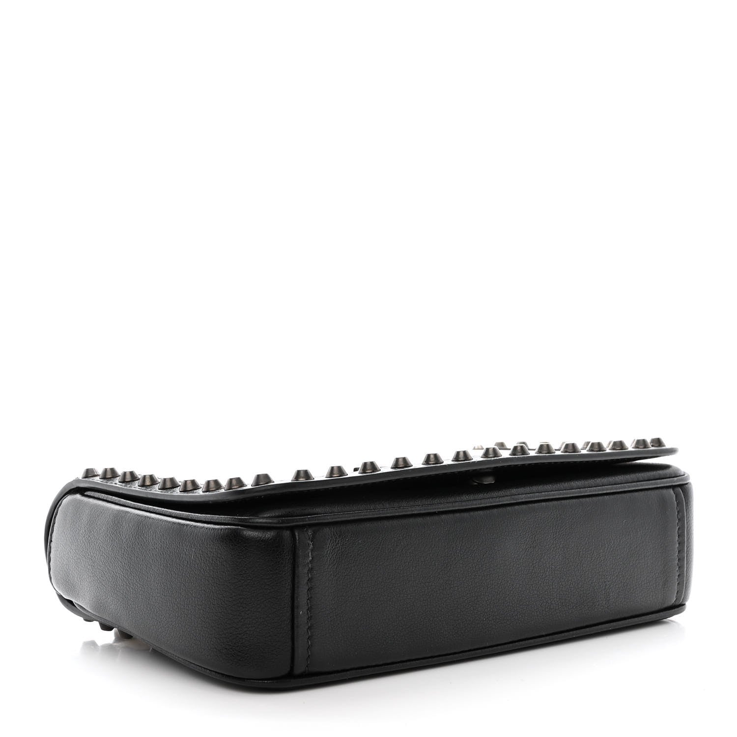 Prada Glace Calfskin Studded Crossbody White Black 4 of 14