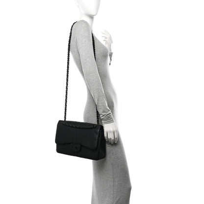 Chanel Snakeskin Jumbo Double Flap So Black 2 of 10