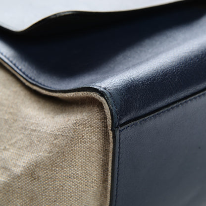 Celine Smooth Calfskin Linen Medium Tri-Color Trapeze Black Navy Blue 8 of 10