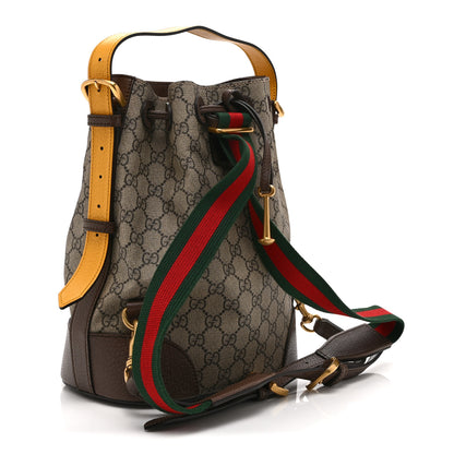 Gucci GG Supreme Monogram Neo Vintage Drawstring Bucket Backpack Beige New Acero Crop 3 of 11