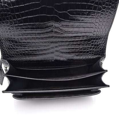 Saint Laurent Calfskin Crocodile Embossed Medium Monogram Sunset Black 5 of 7