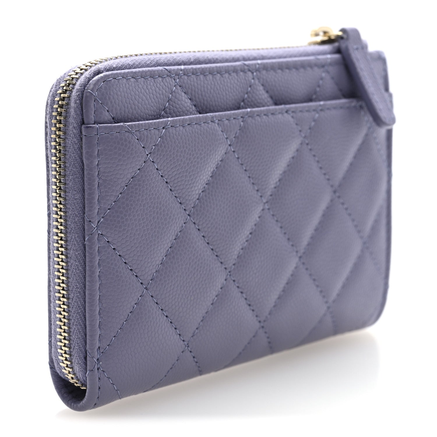 Chanel Caviar Quilted CC Zip Around Card Holder Wallet  Purple 3 of 8