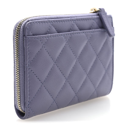 Chanel Caviar Quilted CC Zip Around Card Holder Wallet  Purple 3 of 8