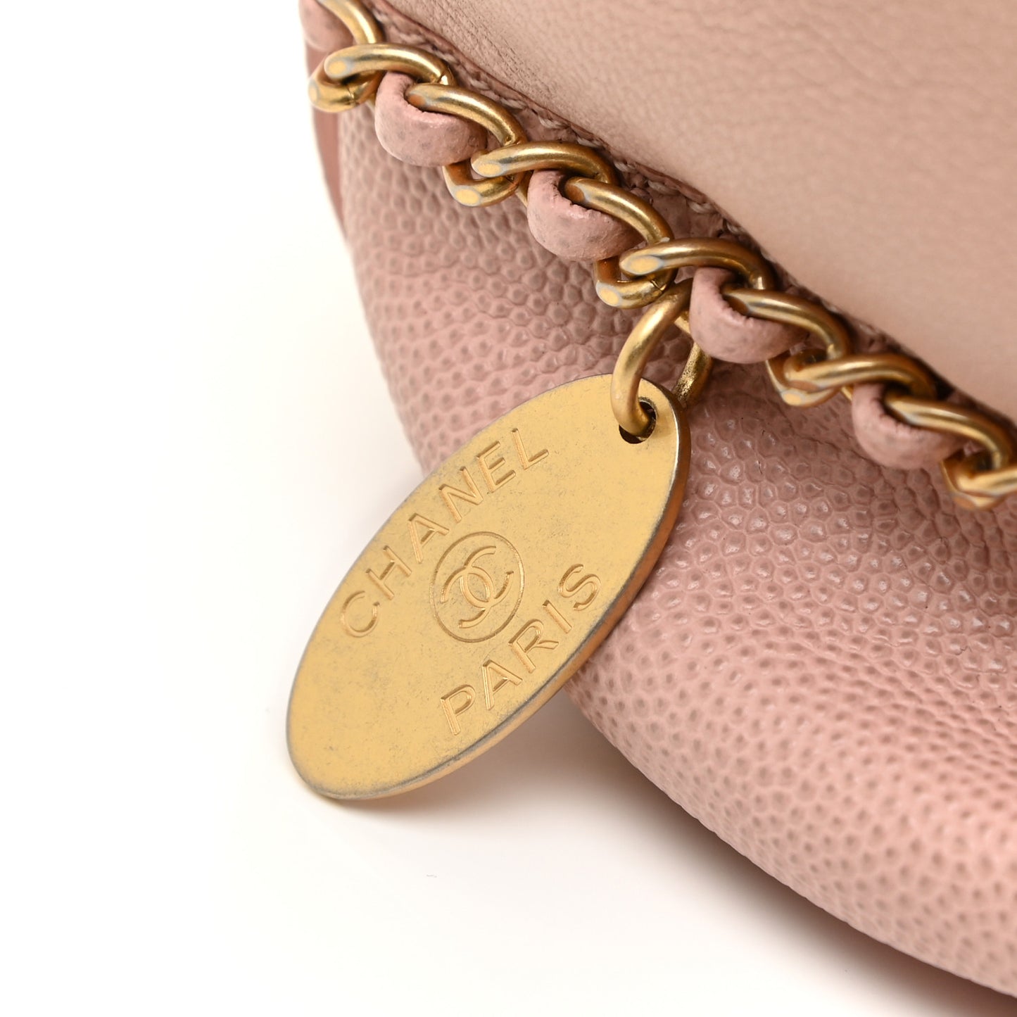 Lambskin Caviar Lovely Chains Drawstring Bag Pink