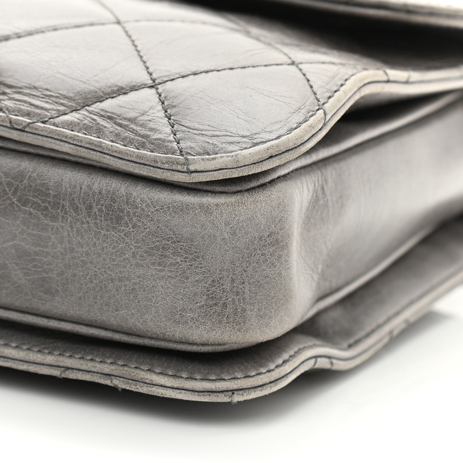 Chanel Glazed Calfskin Quilted Large Perfect Edge Flap Grey 10 of 11