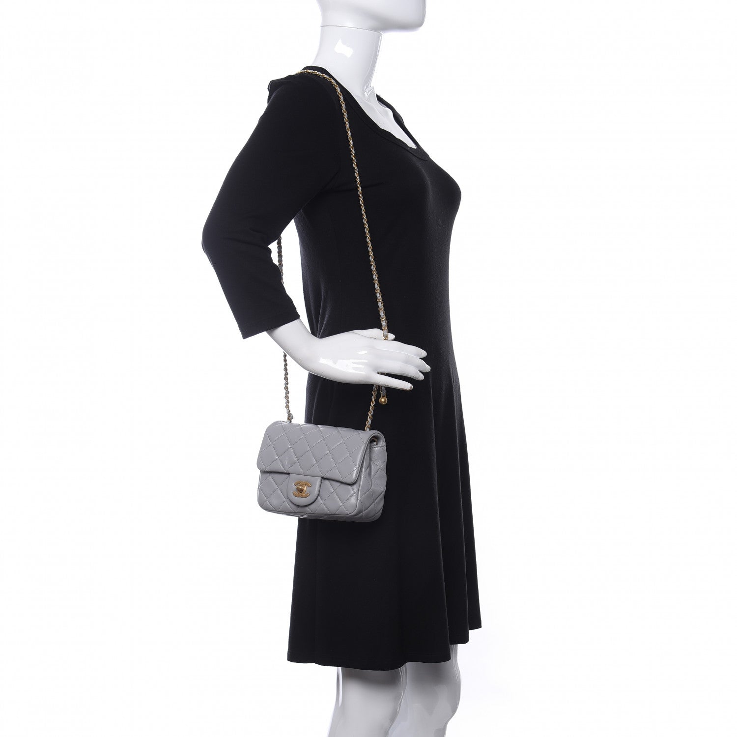 Chanel Lambskin Quilted Mini Pearl Crush Flap Light Grey 2 of 10