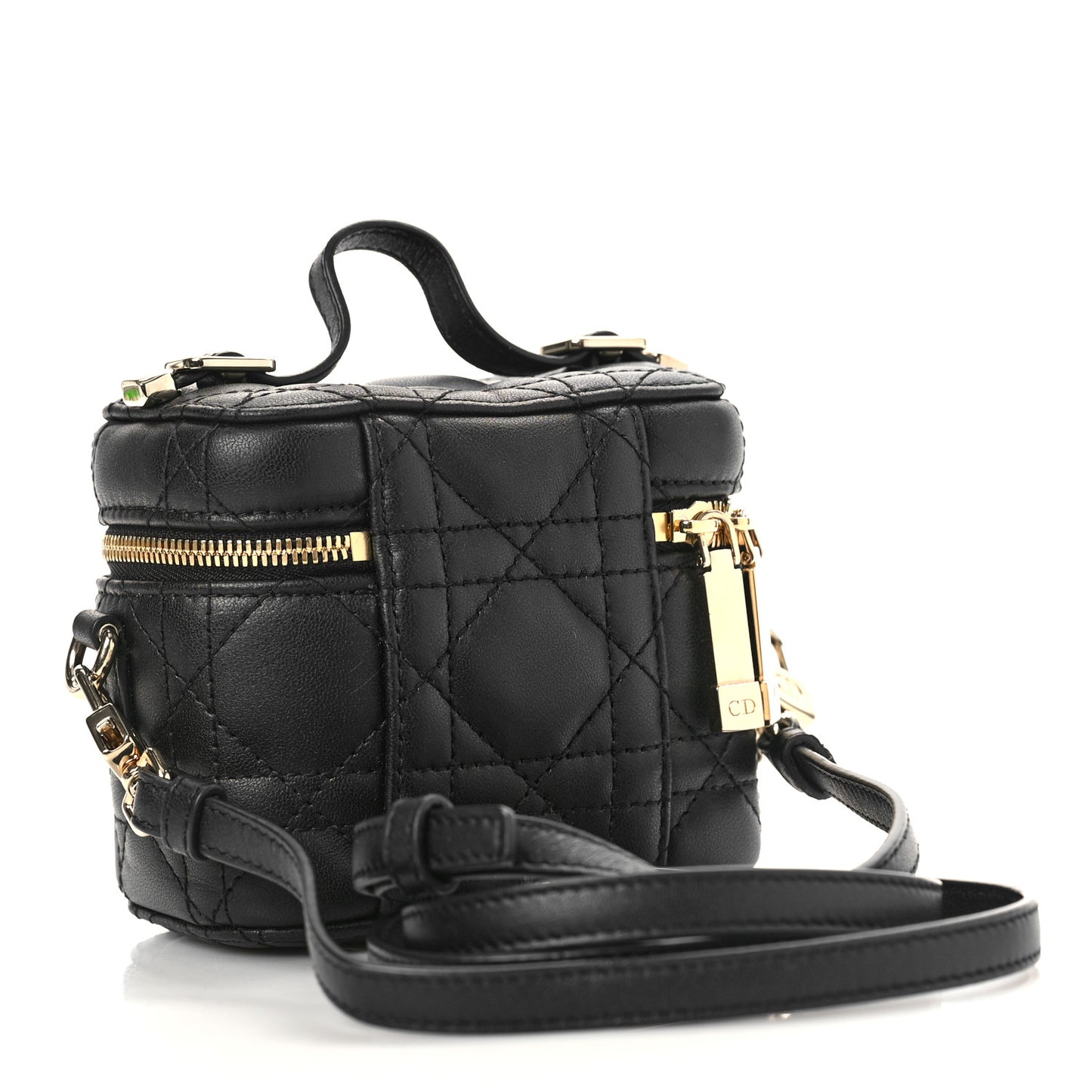 Lambskin Cannage Micro Lady Dior Vanity Case Black