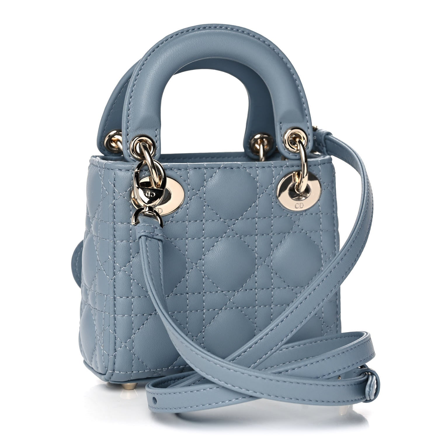 Christian Dior Lambskin Cannage Micro Lady Dior Cloud Blue 3 of 11