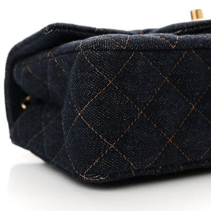 Chanel Denim Quilted Mini Rectangular Flap Dark Blue 8 of 10