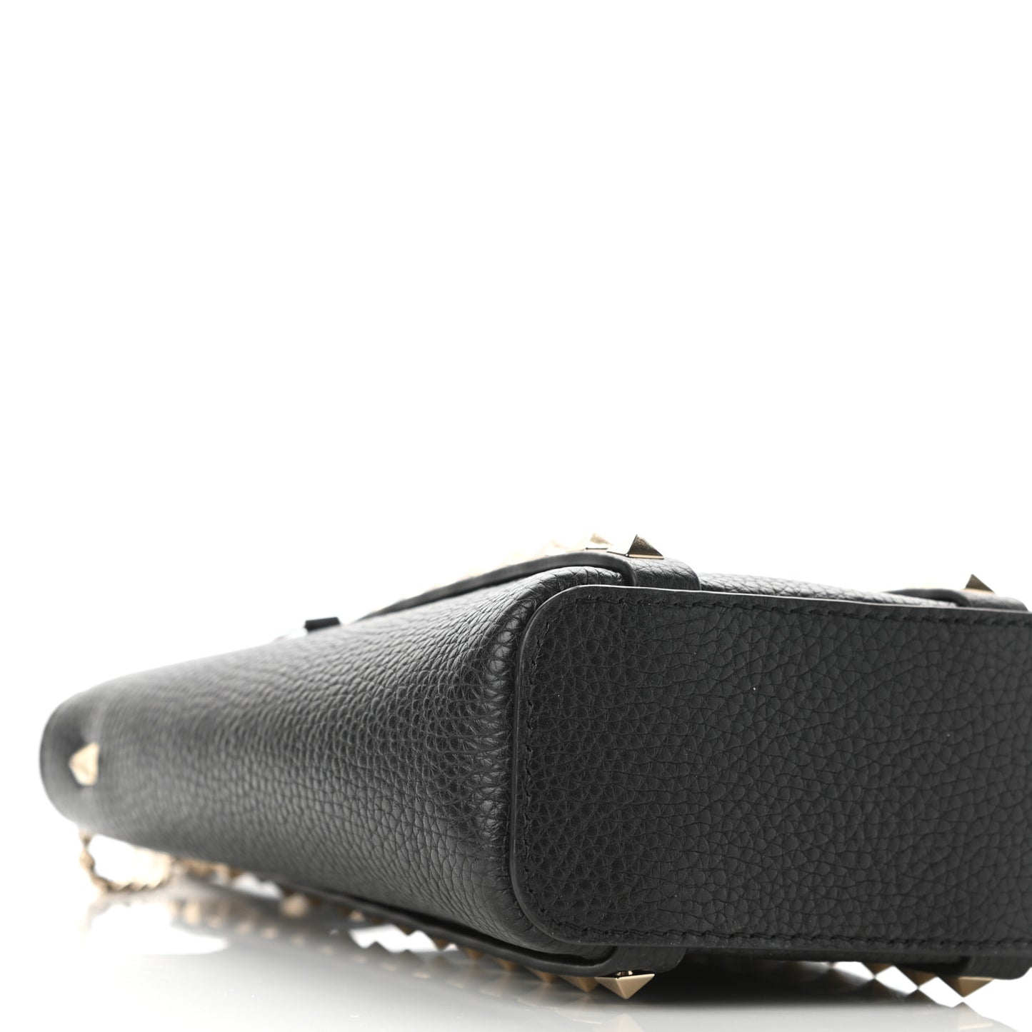Pebbled Calfskin Rockstud North-South Crossbody Bag Black