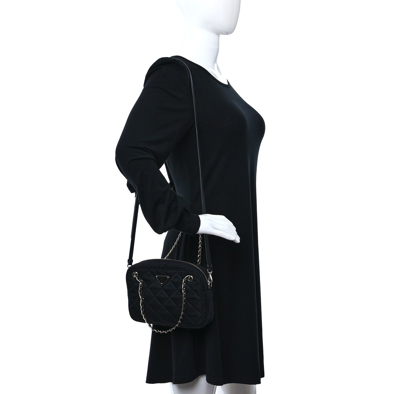 Prada Nylon Tessuto Impuntu Quilted Bandoliera Crossbody Bag Black 3 of 9