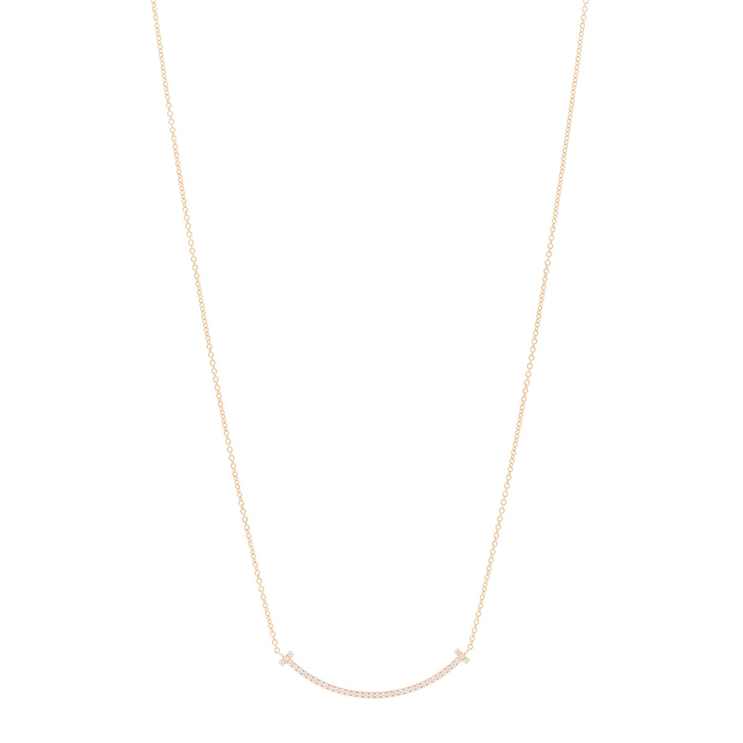 18K Rose Gold Diamond Small T Smile Pendant Necklace