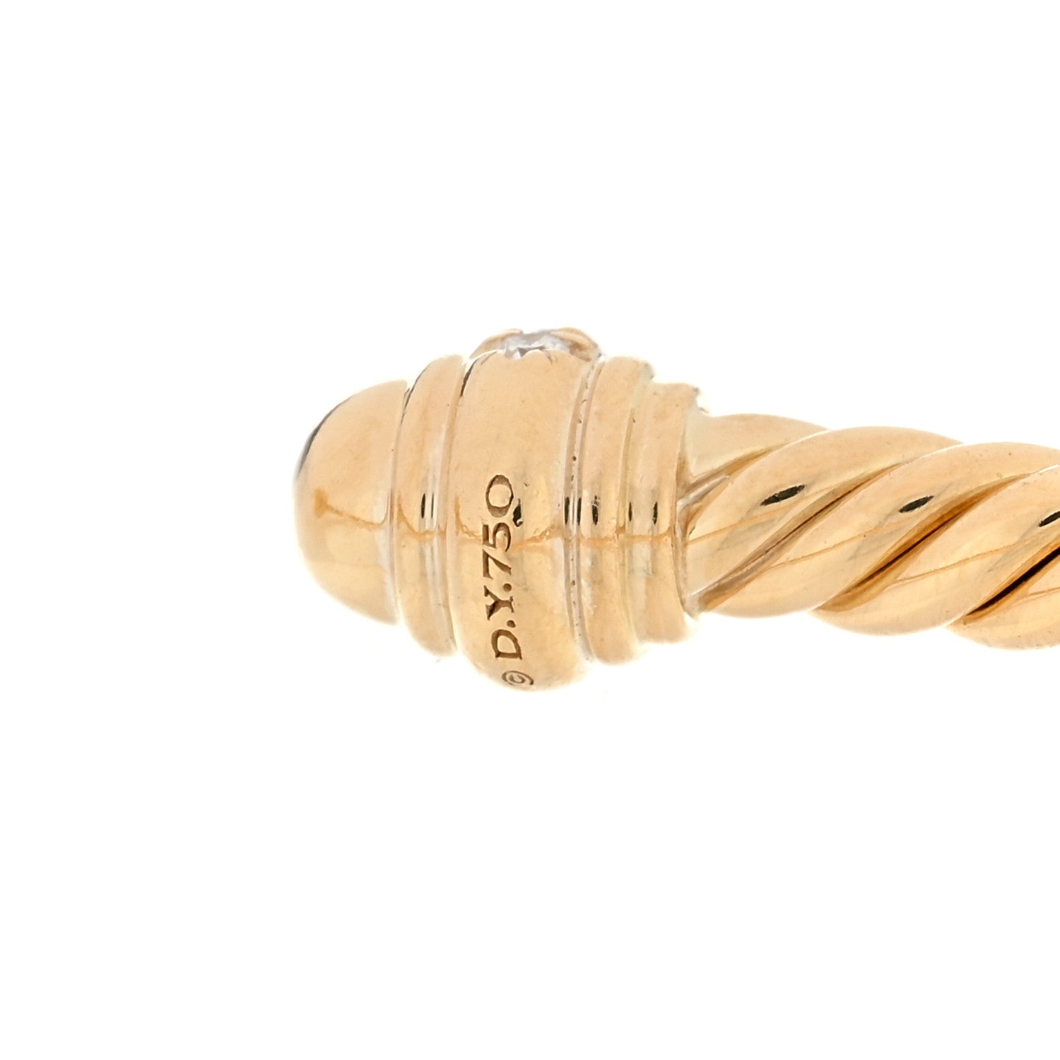 David Yurman 18K Yellow Gold Diamond 3mm Cablespira Bracelet 3 of 4