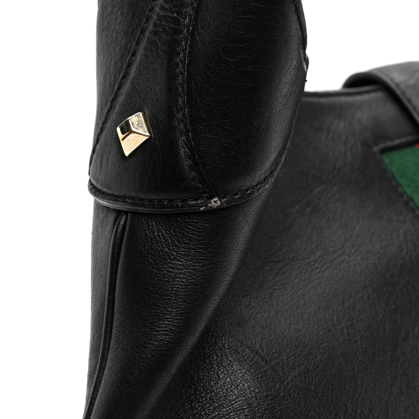 Calfskin Web Piston Lock Jackie O Hobo Black