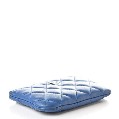 Chanel Lambskin Quilted Small Cosmetic Case Blue 4 of 7