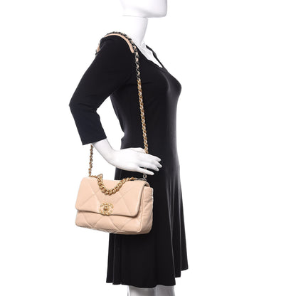 Chanel Lambskin Quilted Medium 19 Flap Light Beige 2 of 11