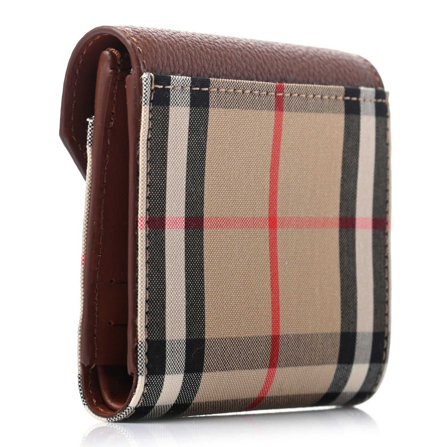 Grainy Calfskin Vintage Check Wallet Brown