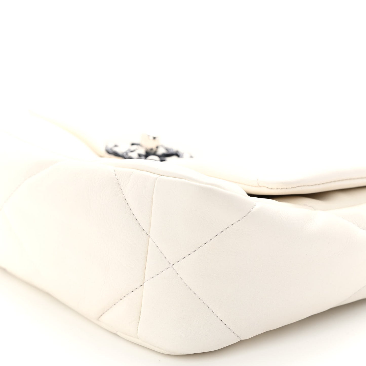 Glossy Calfskin Quilted Medium Chanel 19 Flap White Black