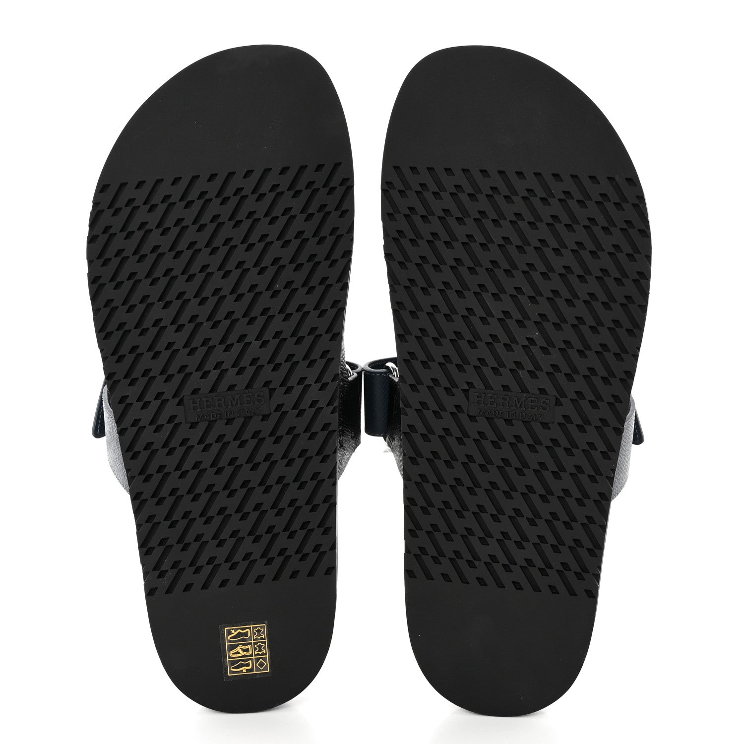 Hermes Epsom Mens Chypre Sandals 42.5 Black Bleu Celeste 5 of 11