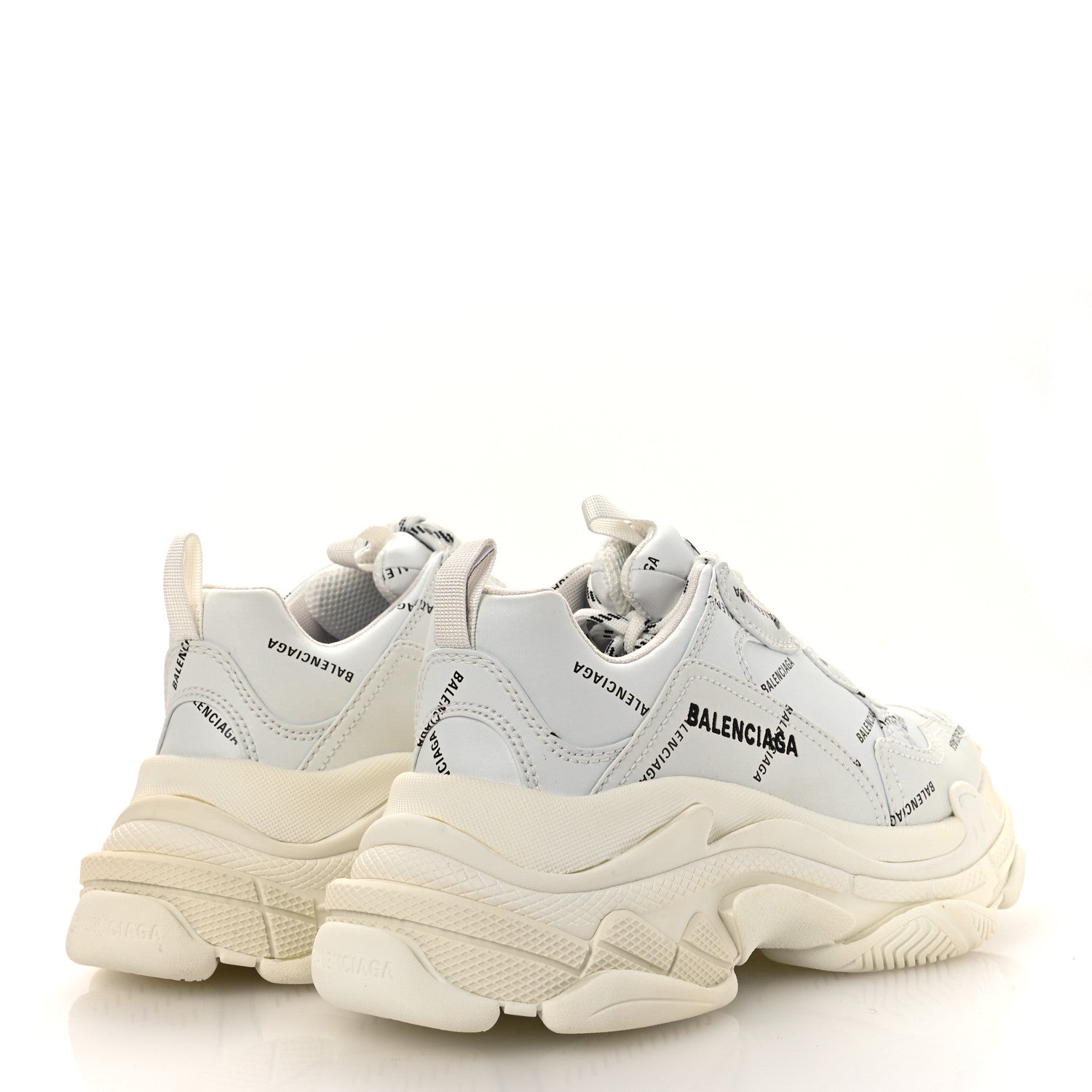 Balenciaga Technical Fabric Allover Logo Womens Triple S Sneakers 39 White Black 5 of 11