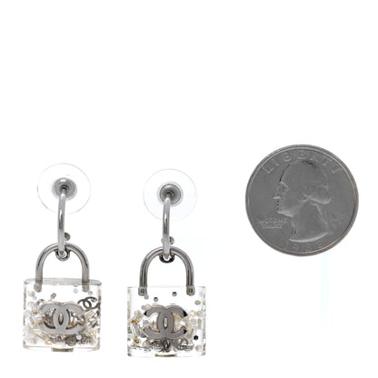 Chanel Resin Pearl CC Padlock Earrings Grey 2 of 4