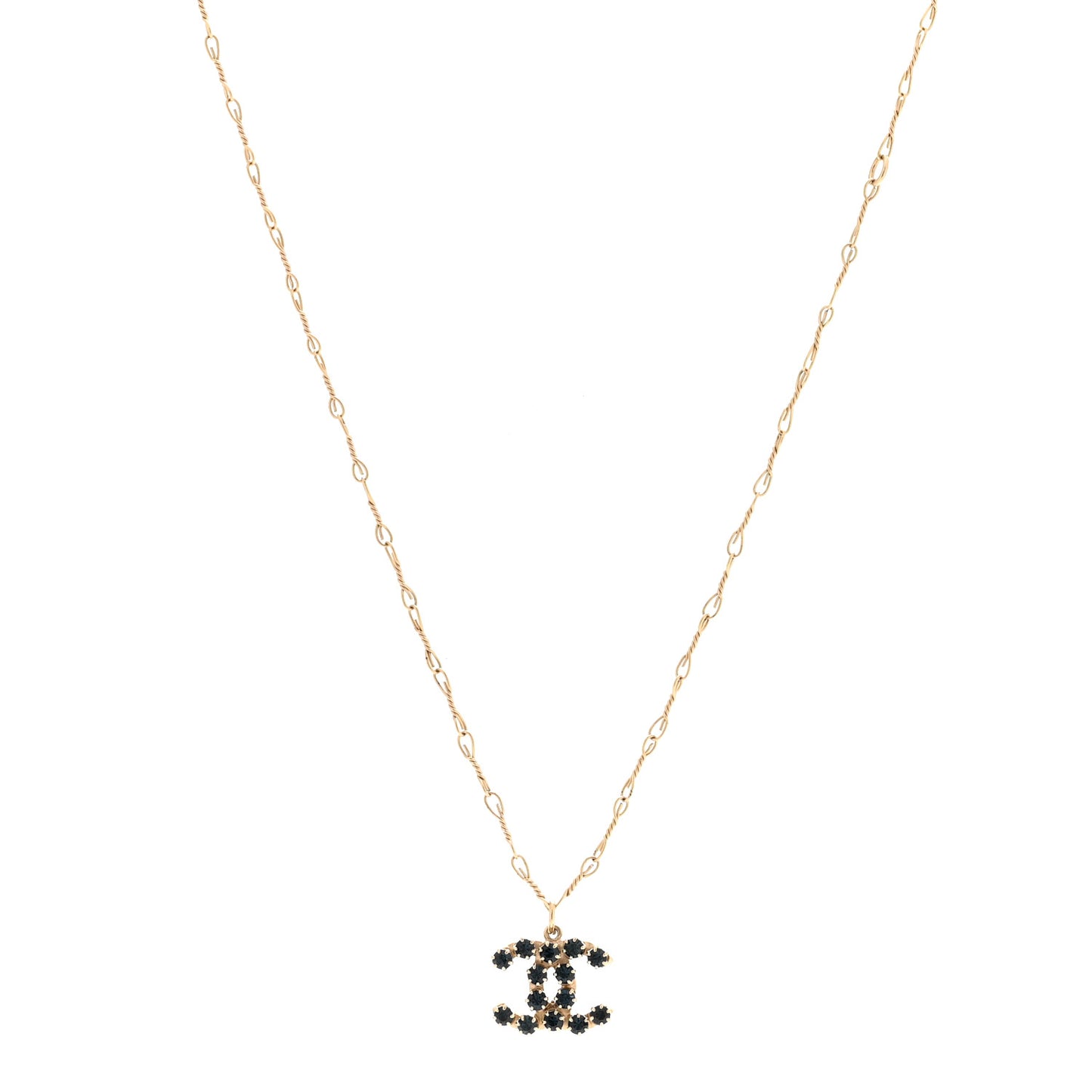 Glitter Resin Crystal CC Necklace Gold Blue