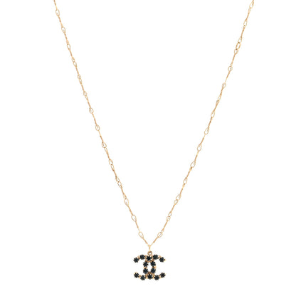 Chanel Glitter Resin Crystal CC Necklace Gold Blue 1 of 7