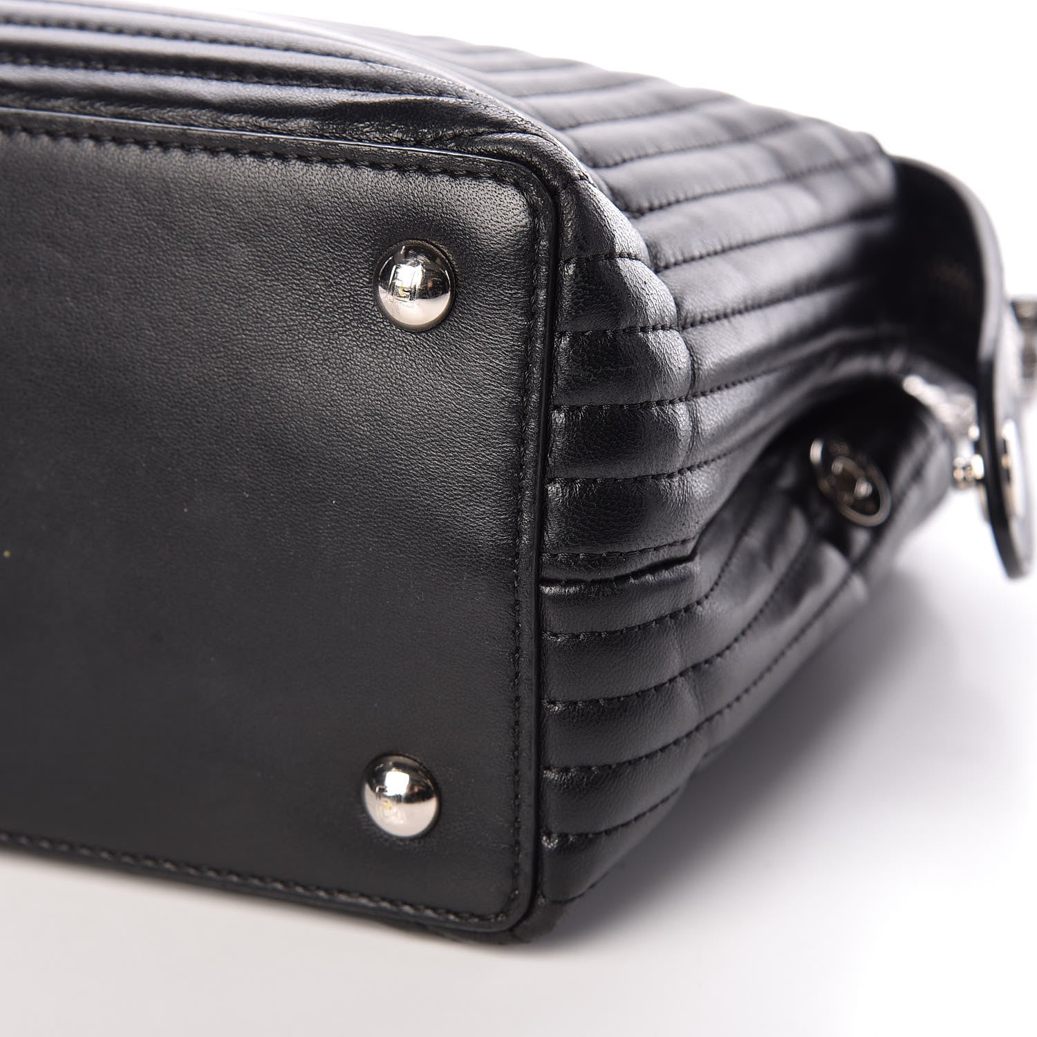 Fendi Shiny Nappa Trapuntata Small DotCom Click Top Handle Chain Satchel Black 12 of 13
