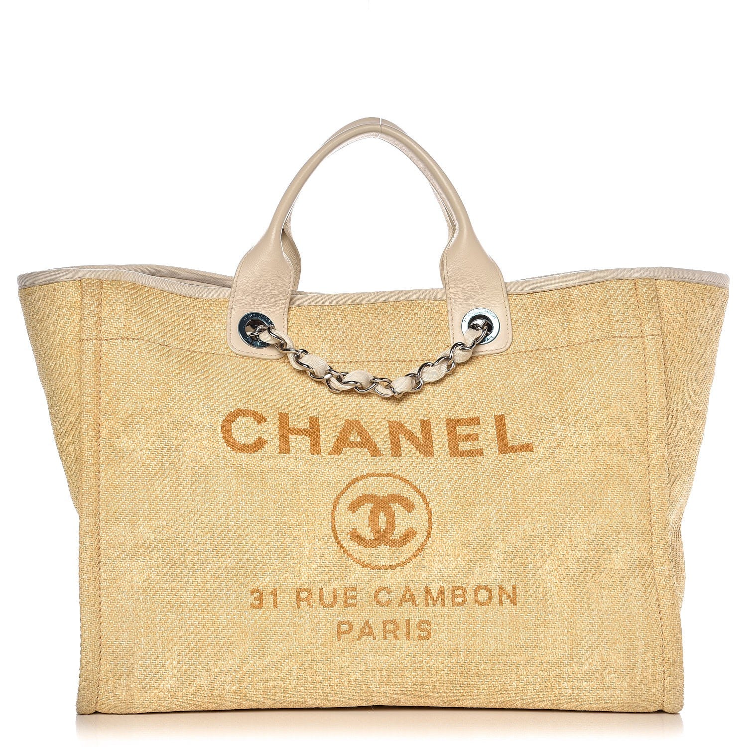Chanel Woven Straw Raffia Large Deauville Tote Yellow 1 of 14