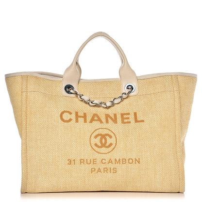 Chanel Woven Straw Raffia Large Deauville Tote Yellow 1 of 14