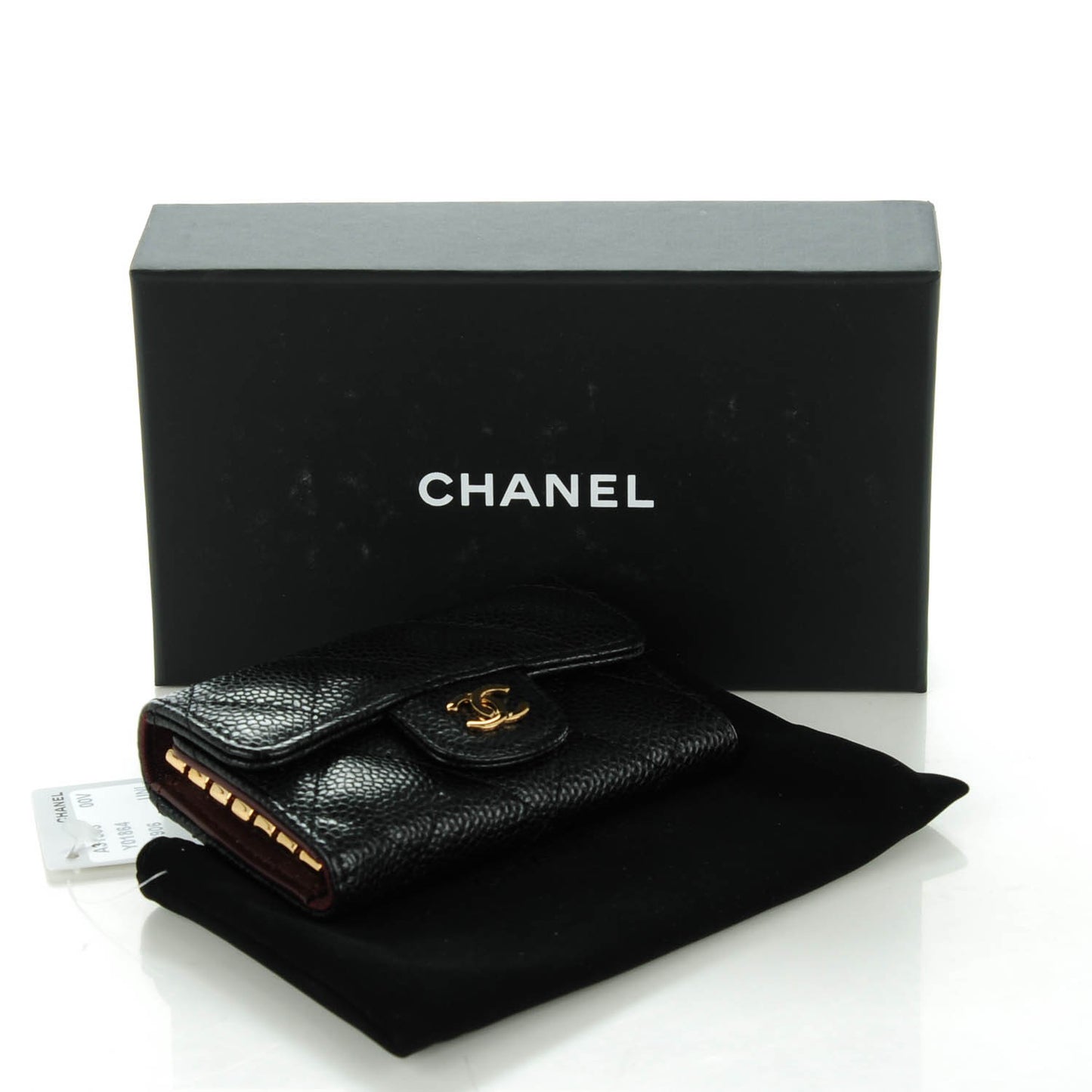 Caviar Quilted 6 Key Holder Black